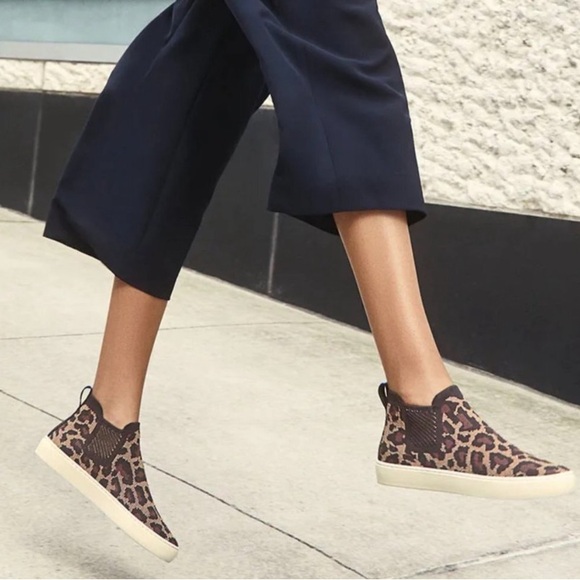 Rothy's Wildcat Brown Tan The Chelsea High Tops Cheetah Print Sneakers - Picture 2 of 12